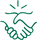 Illustration of two hands holding with a dollar sign above